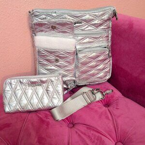 Silver Quilt Baggallini Modern Everywhere Slim Crossbody